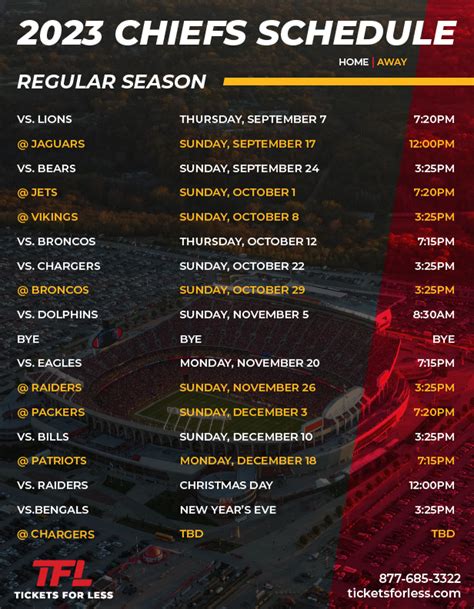 chiefs standings schedule|chiefs schedule today channels.